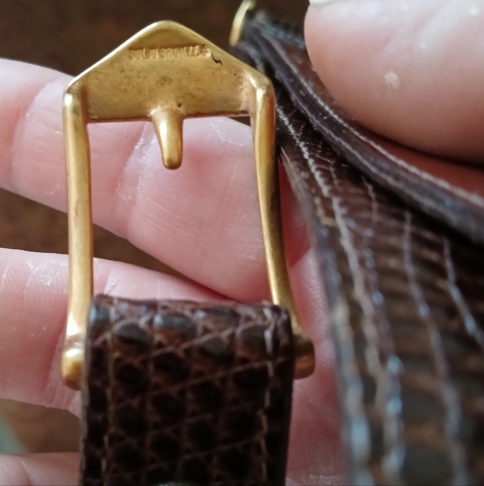 Vintage Java Lizard Solid Bronze Belt, Styled For… - image 8